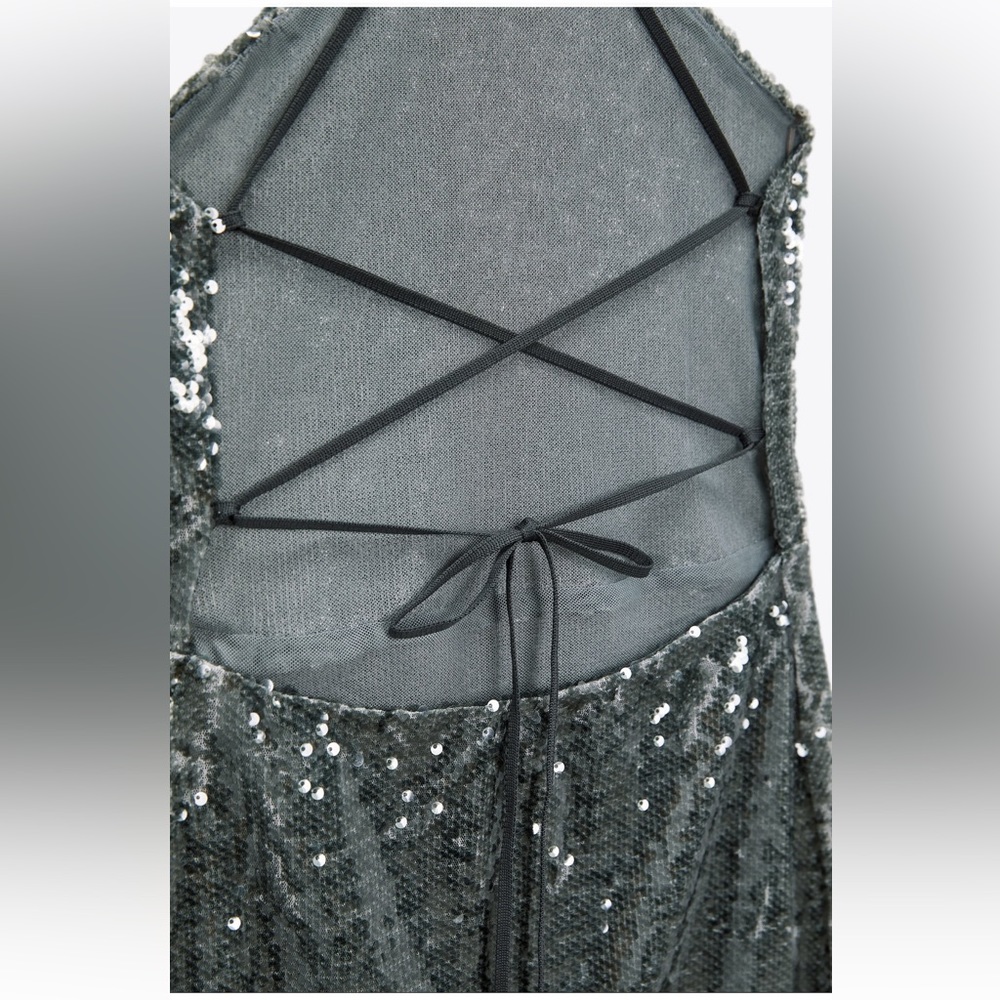 ZARA SEQUIN SILVER-GREEN DRESS